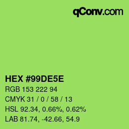 カラーコード: HEX #99DE5E | qconv.com