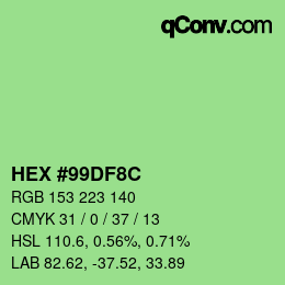 Color code: HEX #99DF8C | qconv.com