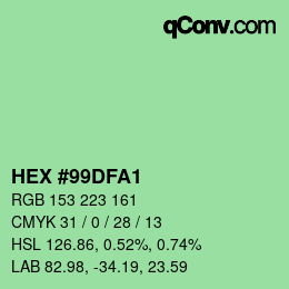 カラーコード: HEX #99DFA1 | qconv.com