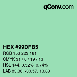 Color code: HEX #99DFB5 | qconv.com