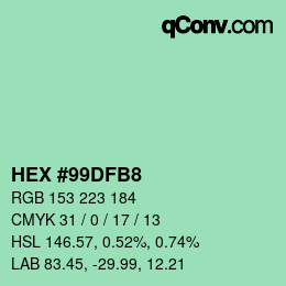 Color code: HEX #99DFB8 | qconv.com