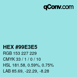 Color code: HEX #99E3E5 | qconv.com