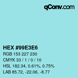 Color code: HEX #99E3E6 | qconv.com