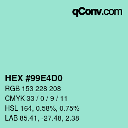 カラーコード: HEX #99E4D0 | qconv.com