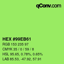 颜色代码: HEX #99EB61 | qconv.com