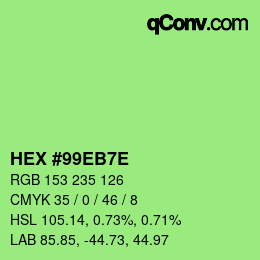 Color code: HEX #99EB7E | qconv.com