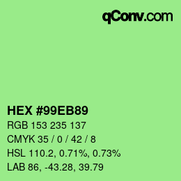 Color code: HEX #99EB89 | qconv.com