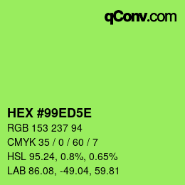 Farbcode: HEX #99ED5E | qconv.com