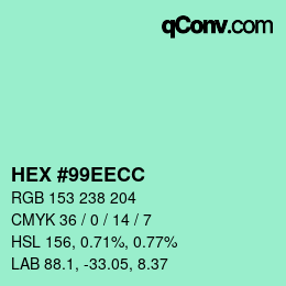 Color code: HEX #99EECC | qconv.com