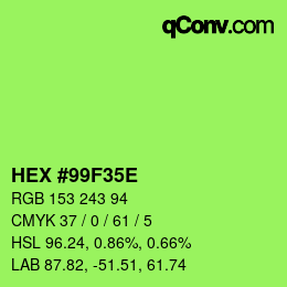 Color code: HEX #99F35E | qconv.com