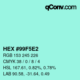 Color code: HEX #99F5E2 | qconv.com