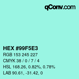 Color code: HEX #99F5E3 | qconv.com