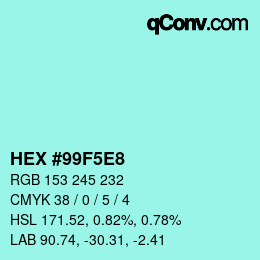 Color code: HEX #99F5E8 | qconv.com