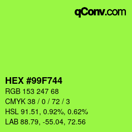 カラーコード: HEX #99F744 | qconv.com