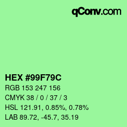 Color code: HEX #99F79C | qconv.com