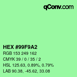 カラーコード: HEX #99F9A2 | qconv.com