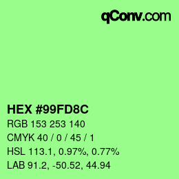 Color code: HEX #99FD8C | qconv.com