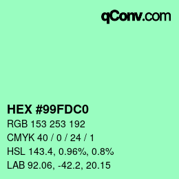 カラーコード: HEX #99FDC0 | qconv.com