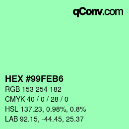 Color code: HEX #99FEB6 | qconv.com