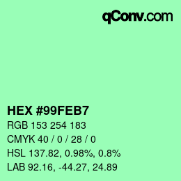 Color code: HEX #99FEB7 | qconv.com