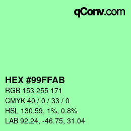 Color code: HEX #99FFAB | qconv.com