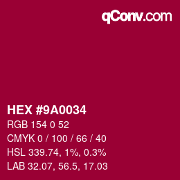 Color code: HEX #9A0034 | qconv.com