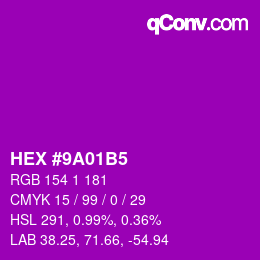 Color code: HEX #9A01B5 | qconv.com