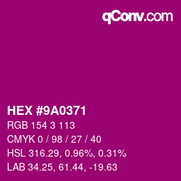 Color code: HEX #9A0371 | qconv.com