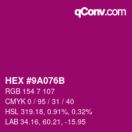 Color code: HEX #9A076B | qconv.com