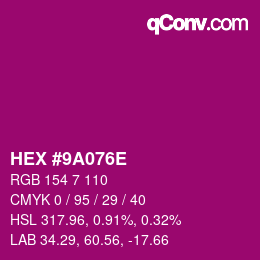 Color code: HEX #9A076E | qconv.com