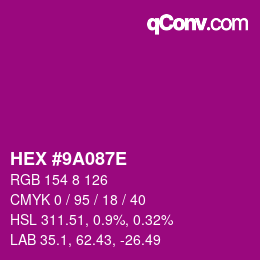 Color code: HEX #9A087E | qconv.com