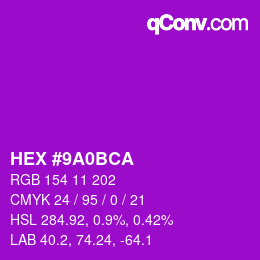 Color code: HEX #9A0BCA | qconv.com