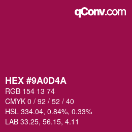 Color code: HEX #9A0D4A | qconv.com