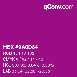 Código de color: HEX #9A0D84 | qconv.com