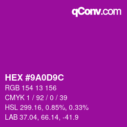 Color code: HEX #9A0D9C | qconv.com