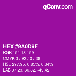 Color code: HEX #9A0D9F | qconv.com