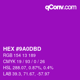 Color code: HEX #9A0DBD | qconv.com