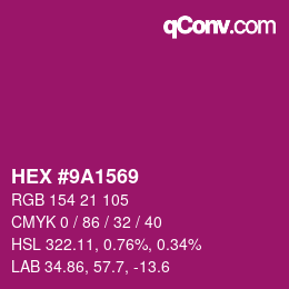 颜色代码: HEX #9A1569 | qconv.com