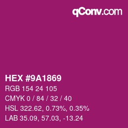 Color code: HEX #9A1869 | qconv.com