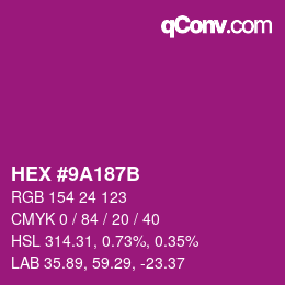 Color code: HEX #9A187B | qconv.com
