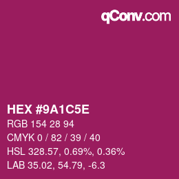 Code couleur: HEX #9A1C5E | qconv.com