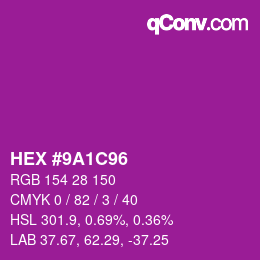Color code: HEX #9A1C96 | qconv.com