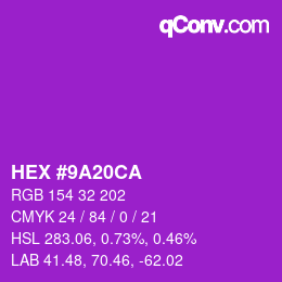 Color code: HEX #9A20CA | qconv.com