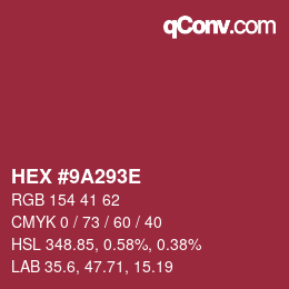 Color code: HEX #9A293E | qconv.com