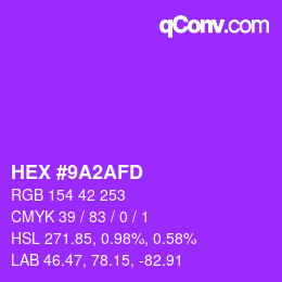 Color code: HEX #9A2AFD | qconv.com