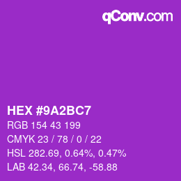 Color code: HEX #9A2BC7 | qconv.com