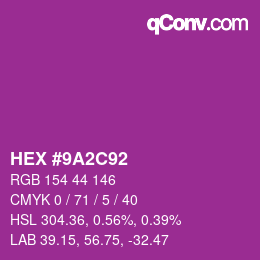 Color code: HEX #9A2C92 | qconv.com