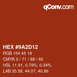 Color code: HEX #9A2D12 | qconv.com