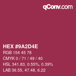 Color code: HEX #9A2D4E | qconv.com