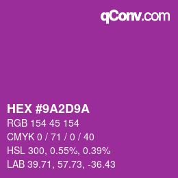 颜色代码: HEX #9A2D9A | qconv.com